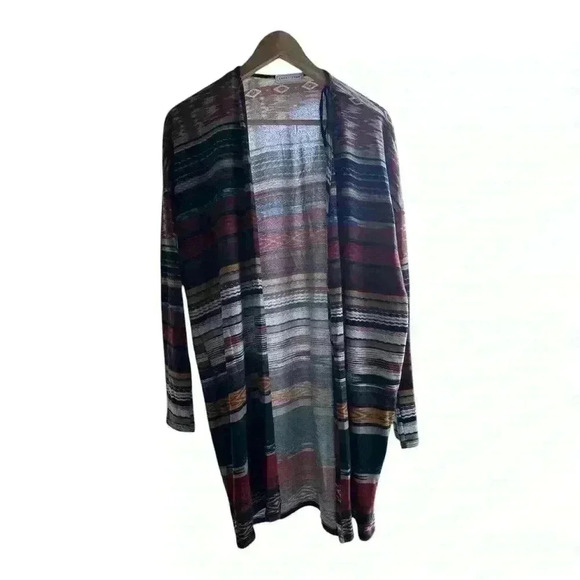 Emory Park midi cardigan in grunge stripe rainbow one-size - Picture 1 of 8